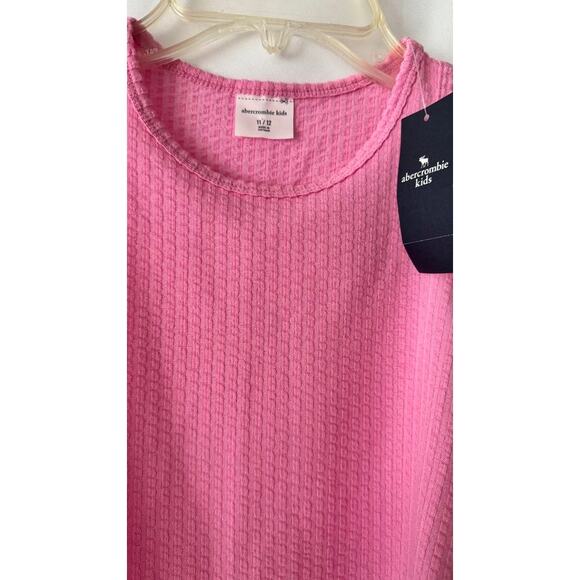 Abercrombie Kids Pink Ruched Tank Top NWT Size 11/12 Textured Ribbed - Picture 6 of 12